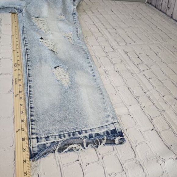 Shein Womens Size Medium Jeans Acid Wash Distressed Frayed Hem Zip Frayed Hem - Picture 9 of 10